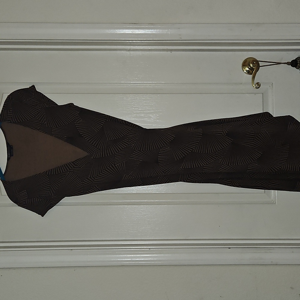 BCBGMaxAzria Wrap Astound Asymmetrical Black and Brown Dress
